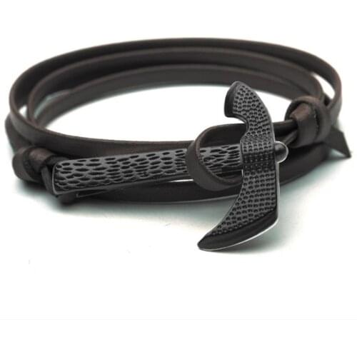 Retro New Leather Hammer Bracelet Multi-layer Personality Fashion Anchor Style Axe Couple Men and Women Bracelets