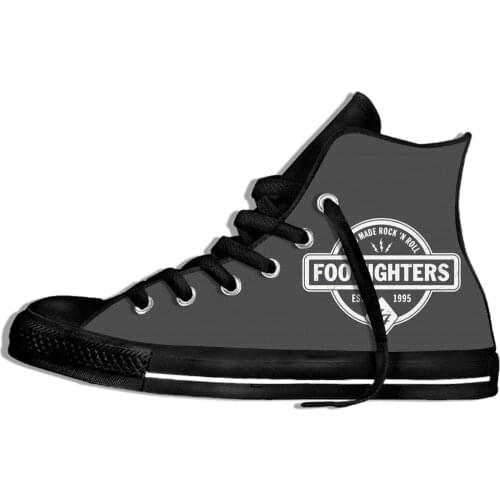 Foo Fighters Rock Band Novelty Design Music Fashion Lightweight High Top Canvas Shoes Men Women Casual Breathable Sneakers
