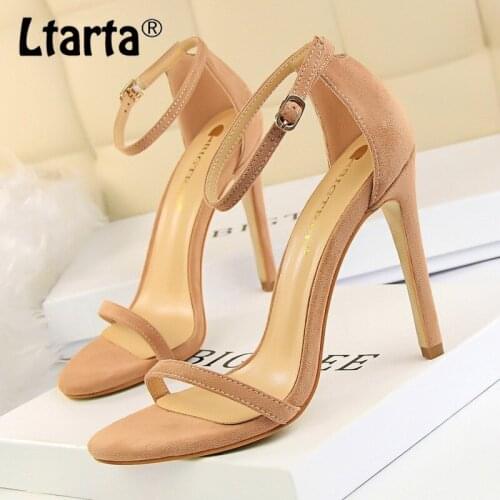 LTARTA 11CM 2020 Summer Fashion High Heels Sexy Stiletto Women Sandals Super High Heel Suede Open Toe Word Sandals Women DS