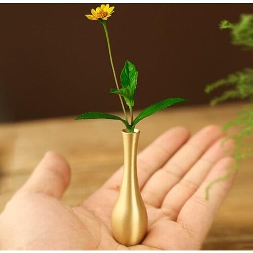 Pure Copper Small Vase Ornaments Flower Arrangement Retro Dried Flowers Creative Ornaments Fragrance Ornaments Ornaments
