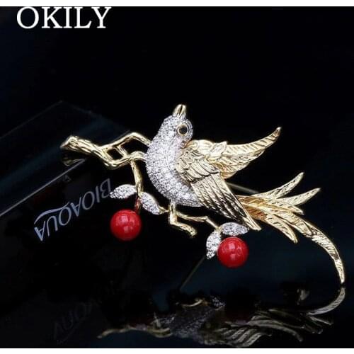 Fashion Vintage Bird Brooches for Women Animal Beautiful Pin and Brooch with Cubic Zircon Accessories Festival Gift