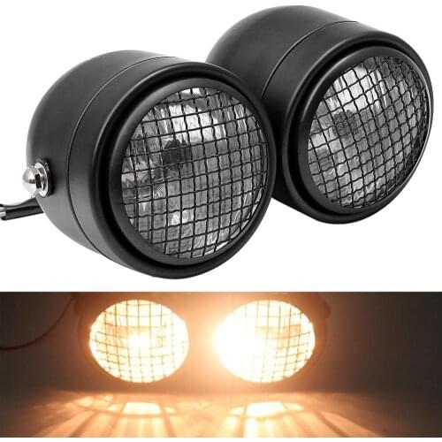 Motorcycle Double Front Twin Dominator Grill Headlight Dual Streetfighter Cafe Racer Custom For Harley Yamaha Suzuki BWM