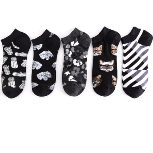 Men Invisible Solid Color Socks Slippers Short Ankle Socks Streetwear Gift Fashion Solid Color Soft Cotton Casual Men Socks Pack