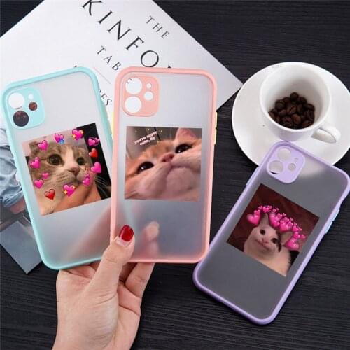 Soft Bumper Phone Case Transparent for Iphone 11 12 XR 7 8 SE20 X Xs MAX 6 6s Plus Love Heart Couple Lovely Cute Cat Cover Coque