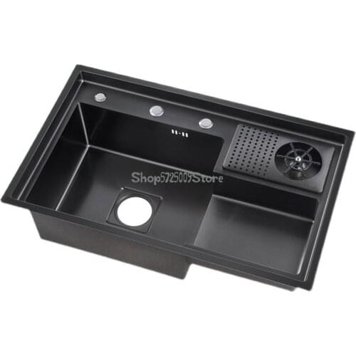 Nano Stepped Sink High Pressure Cup Washer Manual Under Counter Basin 304 Stainless Steel Vegetable Sink Wine Bar Black