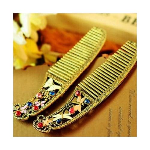 New 1PC Gift Alloy Crystal Flower Combs Styling Tangle Hair Brush Vintage Retro Butterfly Dragonfly Combs For Women