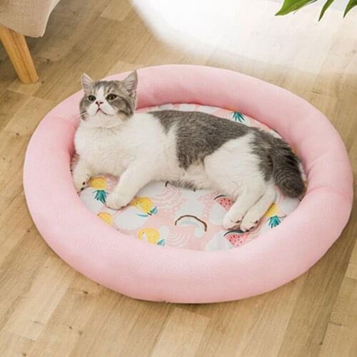 Pet Dog Cat Nest Cooling Cushion Breathable Mesh Fabric Summer Cat Bed Washable Sleeping Mat For Small Medium Dogs Supplies