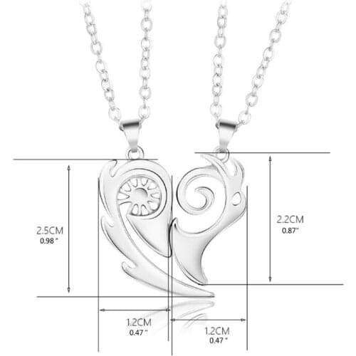 2Pcs/set Hot Lovers Heart Pendant Chain Couple Stitching Necklace Strong Magnetic Distance for Girlfriend Men Women