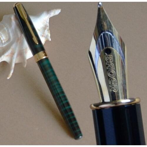 BAOER 388 GREEN GRAIN AND GOLDEN MEDIUM NIB FOUNTAIN PEN NEW