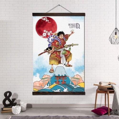 Posters and Prints Scroll Canvas Painting Wall Art Pictures Canvas Art Frame Painting Picture for Living Room Monkey D. Luffy
