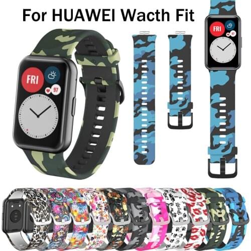 Printed Silicone Band For Huawei Watch Fit Strap Watchband Accessories Bracelet correa for huawei fit smart watch with tools