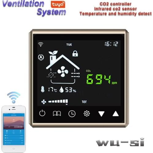 TUYA WIFI smart RS485 MODBUS Co2 gas regulator for Indoor air quality Ventilation System