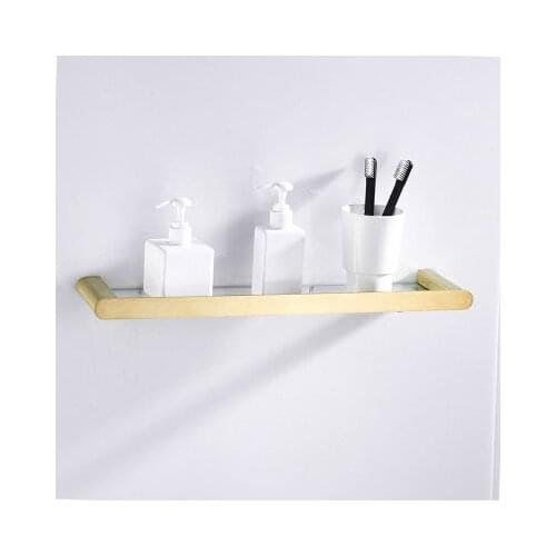 Bathroom Shelves Solid Brass Single Tier Glass Shelf Storage Cosmetics Shelf Wall Mout Bathroom Accessories Glass Holder DG8215K