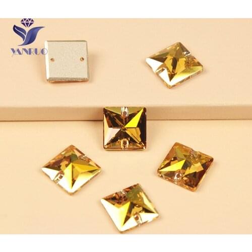 YANRUO 3240 Square Sunshine 12-22mm Boutique Sew On Crystals For Needlework Strass Rhinestones A Sewing Dress Clothes