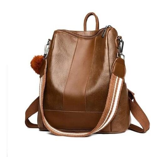Womens Waterproof Simple Design Custom Working Ladies Pu Leather Backpack