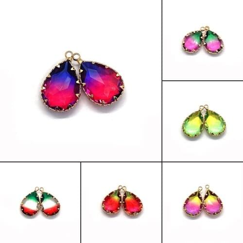 10PCS Drop-shaped Jewelry Making Pendant, 14mm * 23mm Gold Alloy Crystal Pendant In Multiple Colors, Used for Diy Accessories