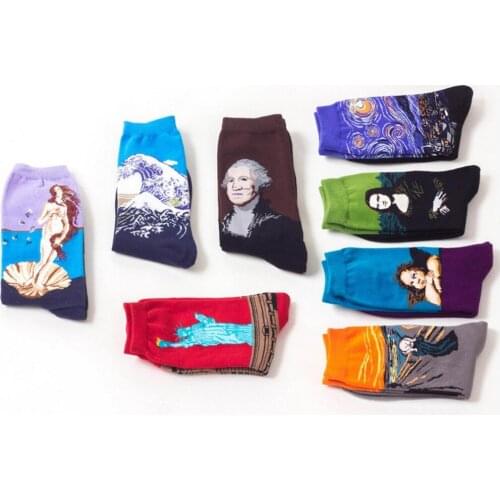140pairs/lot new fashion oil painting sock