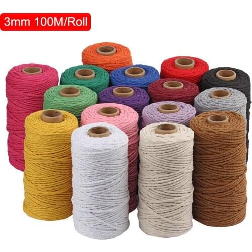 20 Colors 100M 4 Twisted Cotton Macrame Rope Multi-color String Cord Thread For Tapestry Handmade Home Decor DIY Craft