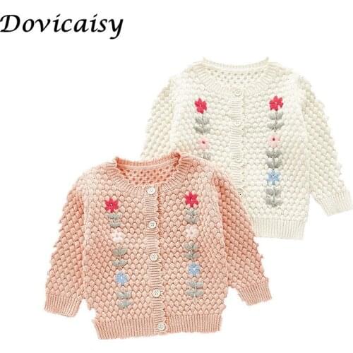 2020 Autumn Winter Newborn Infant Baby Girl Knitted Coats floral Warm Solid Long Sleeve Jackets Baby Girl Clothes