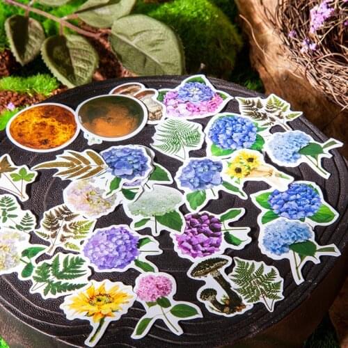 30 Pcs Vintage Flower Sticker Plant Scrapbook Sticker Journal Decoration Diy Diary Albums Notebook Stationery Stickers