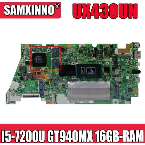 Akemy UX430UQ Laptop motherboard for ASUS ZenBook UX430UQ UX430UQK UX430UN UX430U original mainboard 16GB-RAM I5-7200U GT940MX