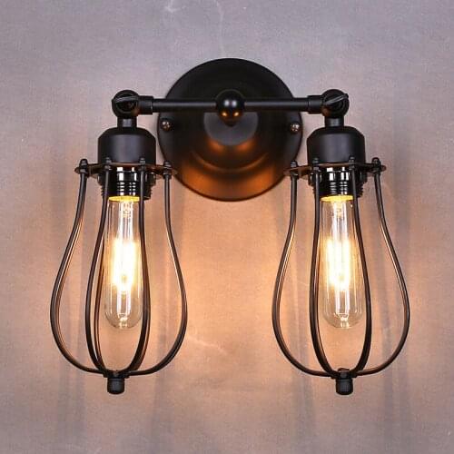American Industrial Vintage Creative Retro Iron Wall Lamp Loft Style Simple Cage Bathroom Aisle Decoration Light Free Shipping