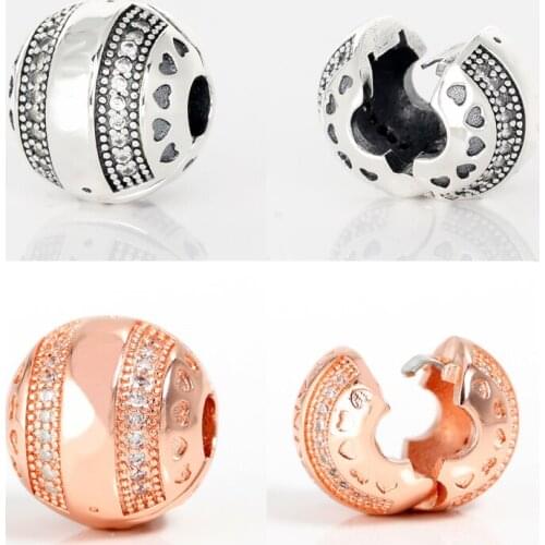 Free Shipping Authentic 925 Sterling Silver Round Clip Charms Fit Original Pandora Bracelet For Women DIY Jewelry S925 Beads