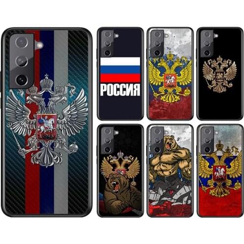 Russia Flag For Samsung Galaxy S21 S20FE S10 S10e S9 S8 S7 S6 Ultra Plus Lite Edge 5G Black Soft Phone Case