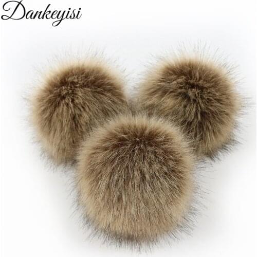 DANKEYISI DIY Faux Fox Fur Fluffy Pompom Ball for Hats Shoes Scarves Bags DIY Craft Fake Fur Pompom with Buckle Multicolor