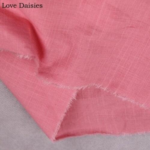 Cotton/Linen Slub Solid PINK Elastic Fabric Comfortable for DIY Summer/Spring Dress Shirt Blouse Pants Handwork Craft Tela