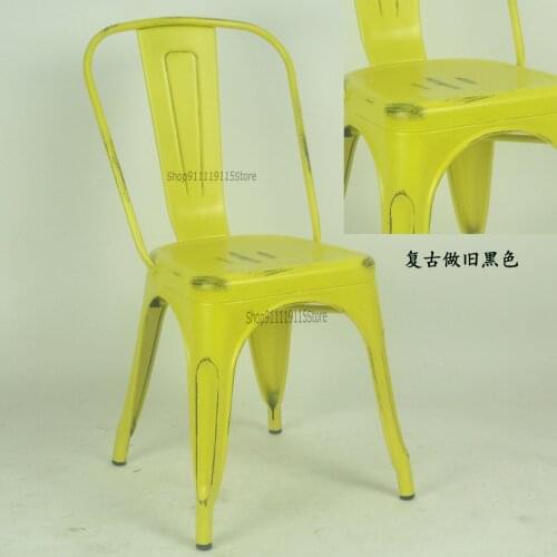 European Retro Industrial Style Outdoor Iron Dining Chair Coffee Shop Milk Tea Shop Metal Back Chair Iron Chair