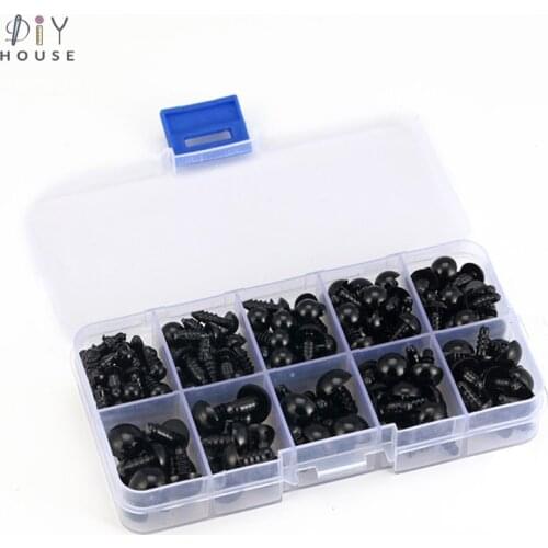 180Pcs/Boxes 6-12mm Black Plastic Safety Eyes DIY Craft Supplies Toys Animal Dolls Amigurumi Eyeballs Decor Screw Googly Eyes