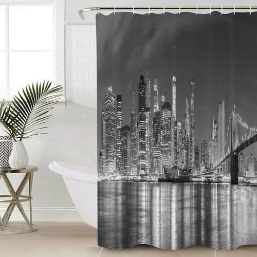 City Night Lights Shower Curtain Bathroom Decorative Waterproof Polyester Fabric Curtain for Bathroom