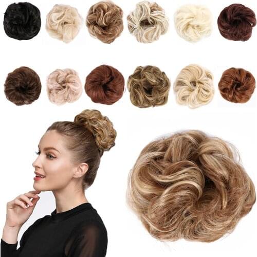 Belle Show Synthetic Curly Wavy Donut Hair Chignon Rubber Band Hair Bun Messy Scrunchie Wrap On Bun Ponytail Hair Extensions