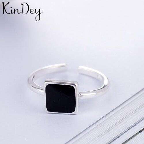 Kindey Retro Jewelry Silver Color Square Rings For Women Bridal Engagement Party Antique Rings Wholesale
