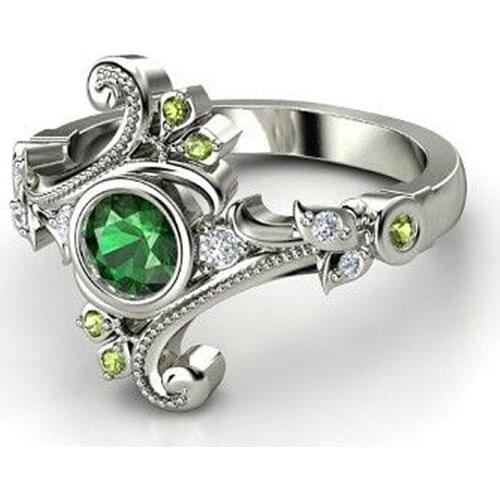 Emerald Simple Female Diamond Finger Ring 925 Sterling Silver Women Jewelry Prom Wedding Engagement Rings Brand Gift For Women