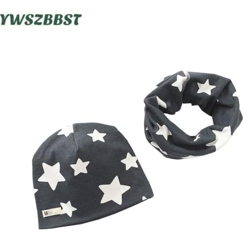 New Spring Autumn Kids Scarf Hat Sets Car Lion Star Baby Head Cover Warm Neck Scarf Kids Beanies Sets Winter Children Hats