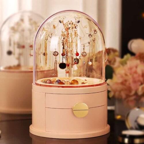 Multifunctional Cosmetic Jewelry Storage Box Desktop Vertical Necklace Earrings Dustproof Household Jewelry Box Storage Box