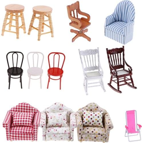 Simulation Mini Sofa Stool Chair Furniture Model Toys for Doll House Decoration 1/12 Dollhouse Miniature Accessories