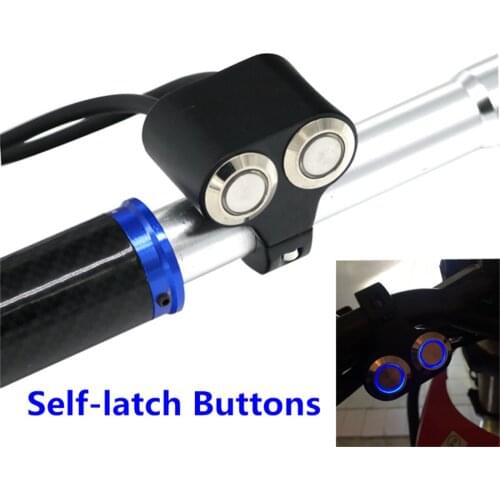 Motorcycle LED Dual Push Button Switch 7/8" 22mm Handlebar Mount Switches Self-Latch Headlight Hazard Brake Fog Light ON-OFF