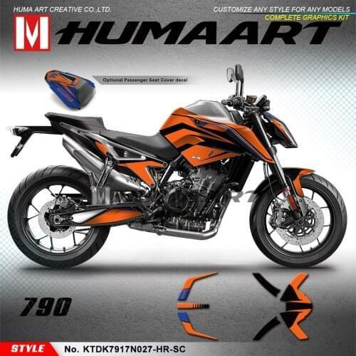HUMAART Full Graphics Orange Sticker Kit for 790 2017 2018 2019 2020 with Seat Cowl Stickers (Style No.KTDK7917N027-HR-SC)