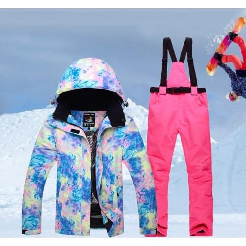 New Winter Jacket Women Ski Suits Snowboarding Clothing Waterproof Windproof Sports Wear Skiing Jacket Pant Set Keep Warm