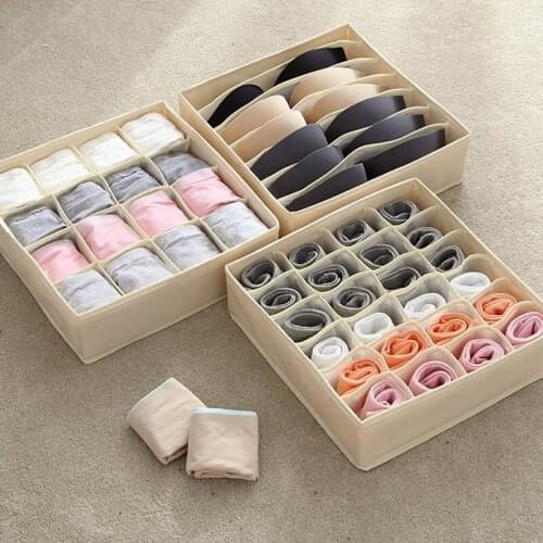 24 Grid Multi-size Bra Underwear Organizer Foldable Home Storage Box Non-woven Wardrobe Drawer Closet Organizer For Scarfs Socks