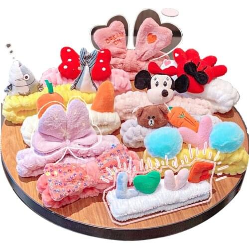 Plush Face Wash Hair Band Lovely Cartoon Animal Wave Point Wash Face Hairband Band Hair Band Wholesale