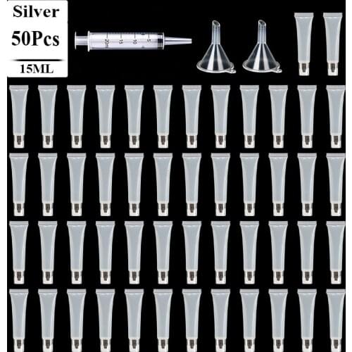 50Pcs Lip Gloss Tubes 15ML Clear Empty Lip Balm Containers Refillable Mini Soft Cosmetic Tubes for Women Makeup DIY Tool