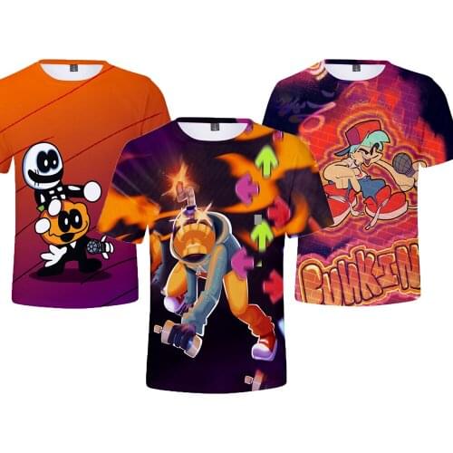 Friday Night Funkin Tshirt 3D O-Neck Orange Ports T shirt Summer Short Sleeve Harajuku 2021 Video Game Fashion Clothes