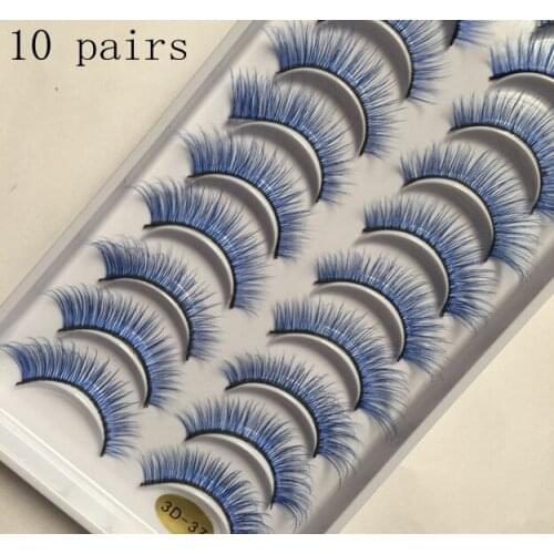 QUXINHAO 10 pairs of 3D mink color false eyelashes blue cross long natural false eyelashes stage show makeup eyelashes