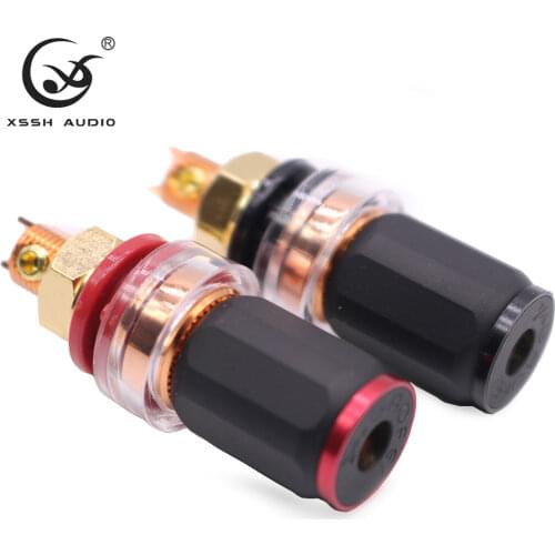 4pcs HIFI DIY Real Red copper Electronic Banana Plug Female Socket Speaker Terminal Binding Post