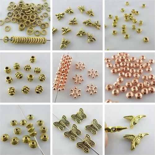 Mixed Size Multiple Styles Rose Gold/Gold Charm Loose Spacer Beads Jewelry Findings