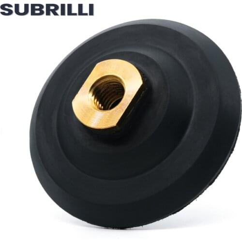 SUBRILLI 4" Rubber Backer Pad 98mm Sanding Back Up Pad Diamond Tool For Polisher M14 5/8-11 Thread Granite Marble Polishing Pad